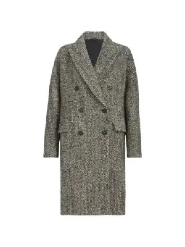 Double-breasted chevron coat made by Brunello Cucinelli