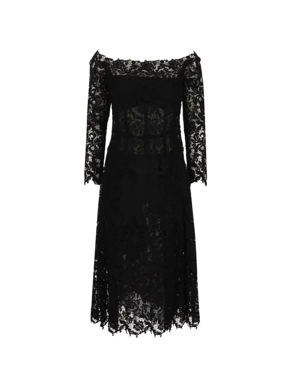 FENDI MACRAME LACE OFF-SHOULDER DRESS made by Fendi