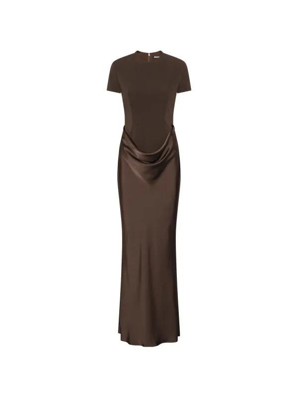 LONG DRAPED DRESS WITH SHORT SLEEVES made by ROTATE Birger Christensen