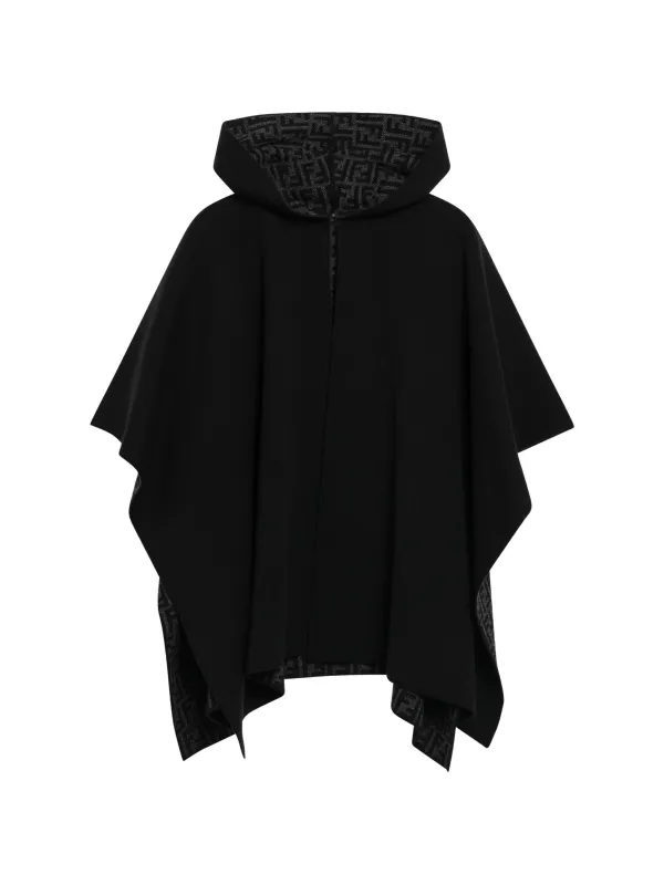 PONCHO 140X135CM - NERO+GRIGIO MELANGE - made by Fendi