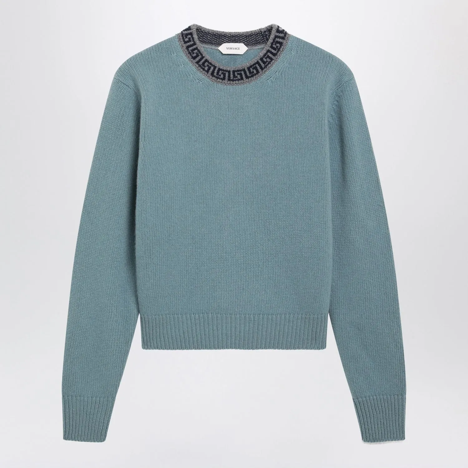 LIGHT BLUE WOOL AND CASHMERE CREWNECK SWEATER sold by Lord & Taylor