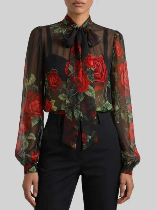 ROSEPRINT SILK CHIFFON BLOUSE made by Dolce & Gabanna
