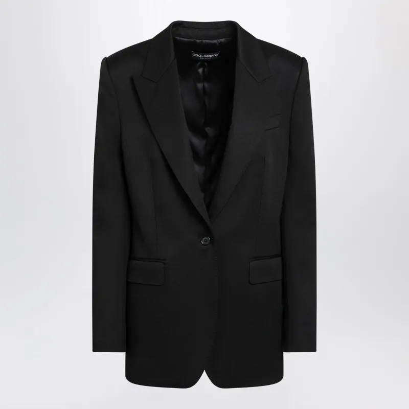 BLACK SINGLEBREASTED JACKET IN WOOL made by Dolce & Gabanna