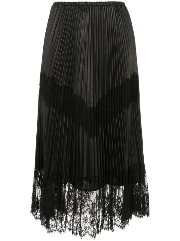Valentino Garavani Pleated Lace Trim Midi Skirt made by Valentino