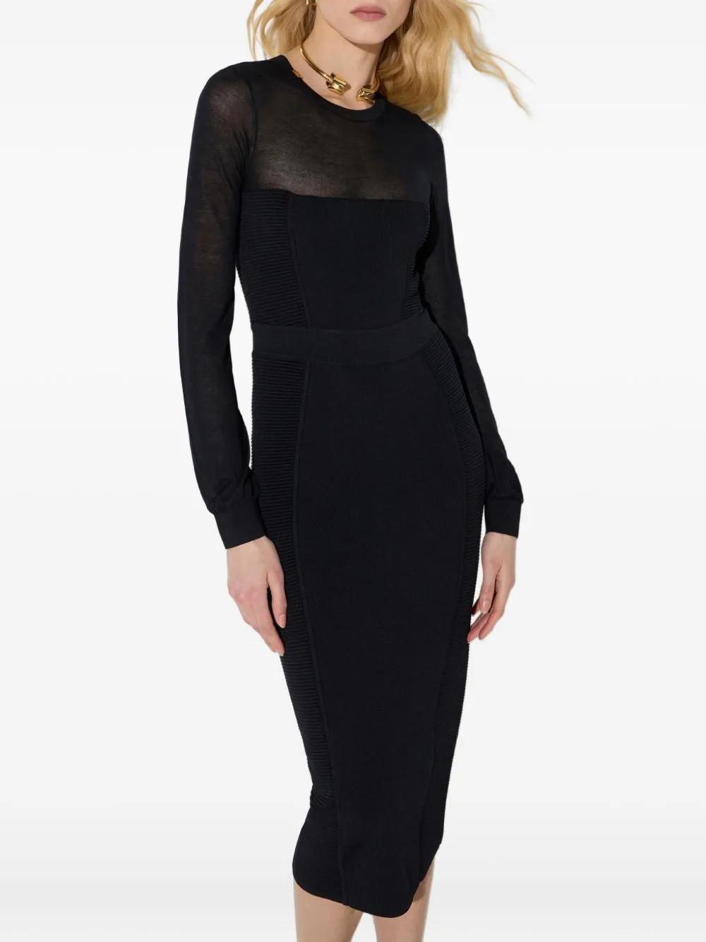 ELISABETTA FRANCHI RIBBED JACQUARD MIDI DRESS sold by Lord & Taylor product image thumbnail 2