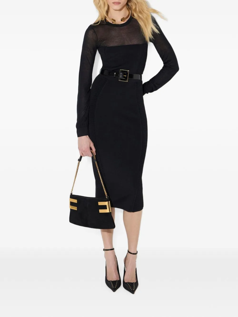 ELISABETTA FRANCHI RIBBED JACQUARD MIDI DRESS sold by Lord & Taylor product image thumbnail 4