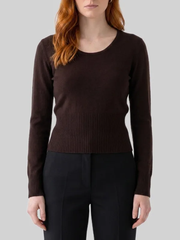 Dark brown crewneck Vetta top made by MaxMara