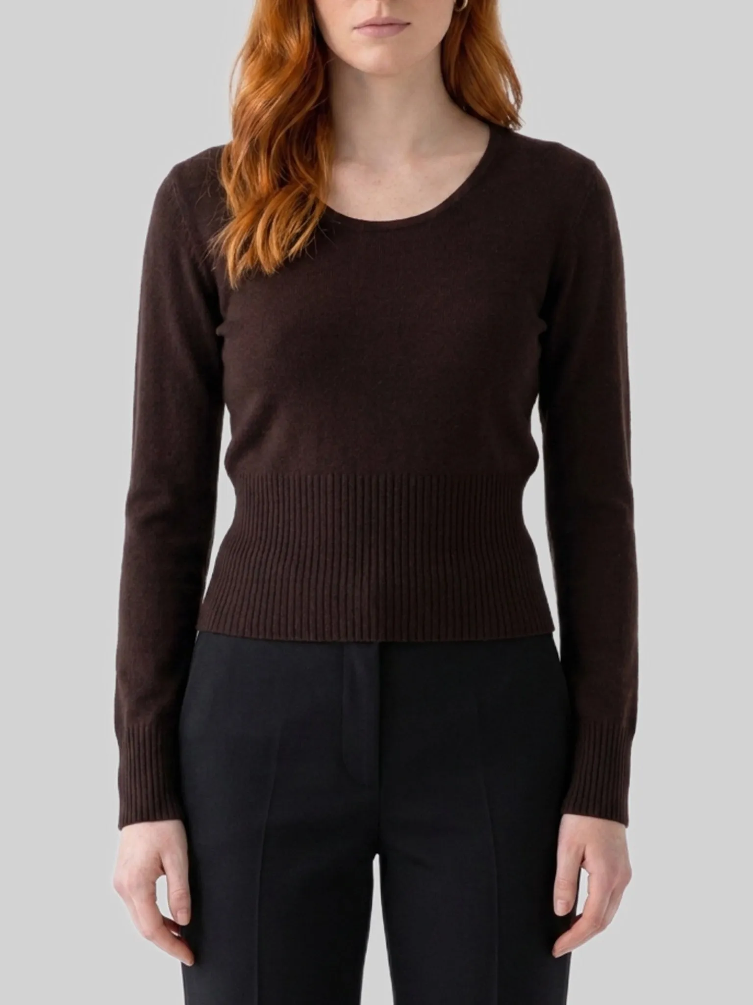 Dark brown crewneck Vetta top sold by Lord & Taylor