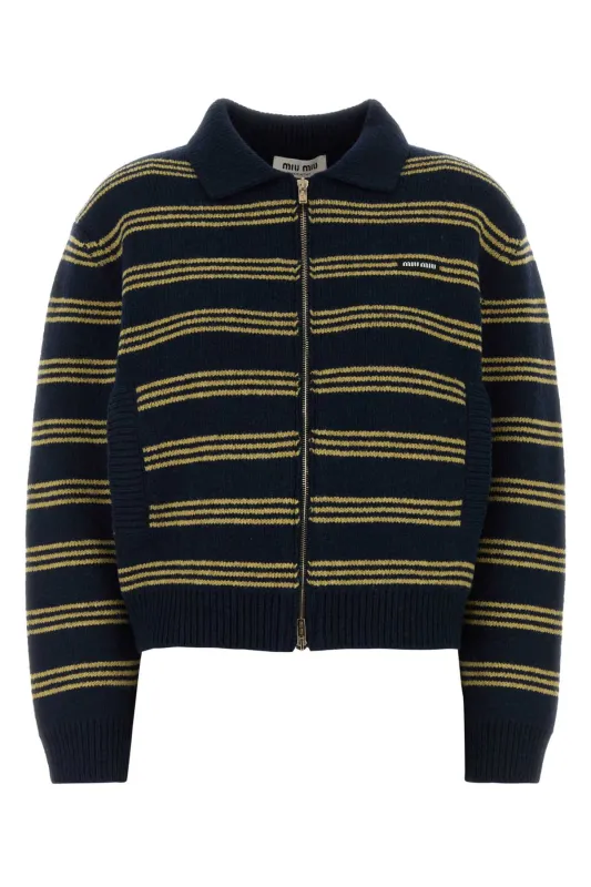 EMBROIDERED WOOL BLEND CARDIGAN made by Miu Miu