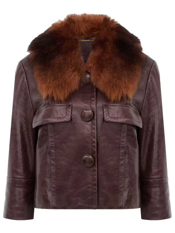 GIACCA CORTA IN PELLE CON COLLETTO IN SHEARLING RIMOVIBILE made by Chloe