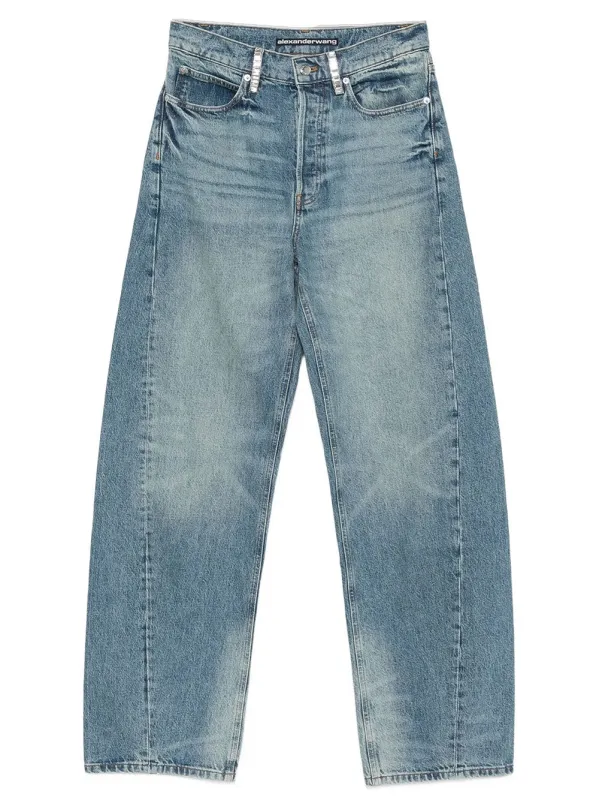 JEANS A GAMBA AMPIA E VITA MEDIA CON CRISTALLI made by Alexander Wang