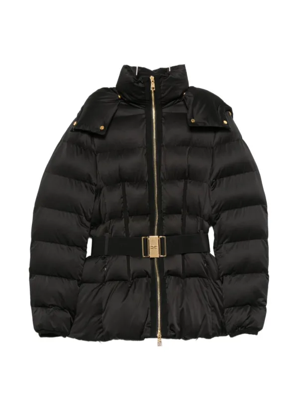 BELTED HOODED PUFFER JACKET made by Elisabetta Franchi