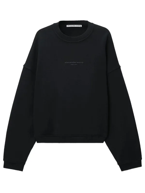 FELPA GIROCOLLO OVERSIZE IN COTONE CON STAMPA LOGO made by Alexander Wang