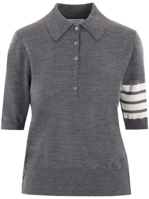MEDIUM GREY 4BAR POLO SHIRT IN VIRGIN WOOL made by Thom Browne