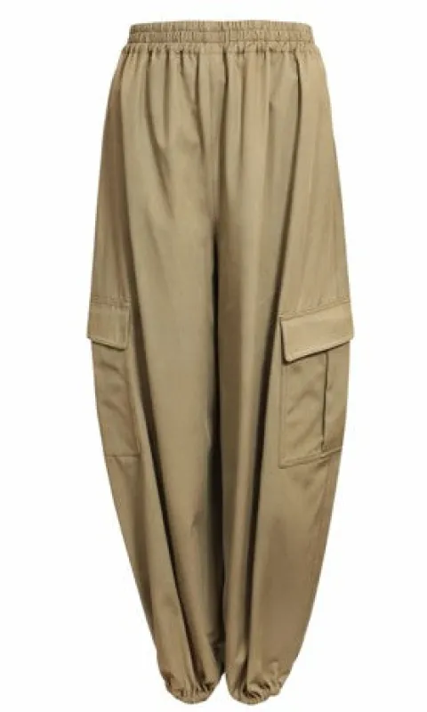 MAX MARA KHAKI COTTON TROUSERS made by MaxMara
