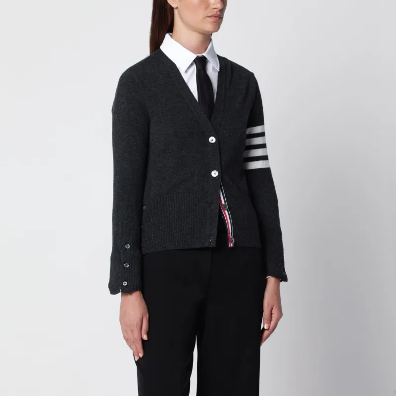 CLASSIC DARK GREY CASHMERE CARDIGAN made by Thom Browne