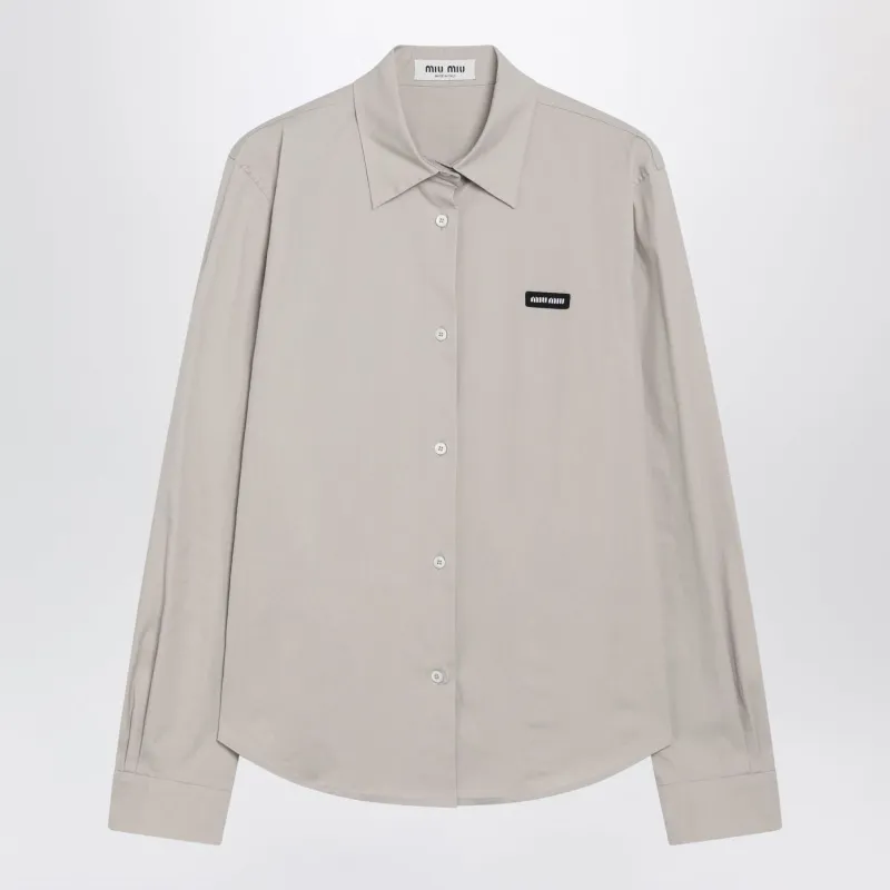 SHIRT IN STRETCH POPLIN, CHALK made by Miu Miu