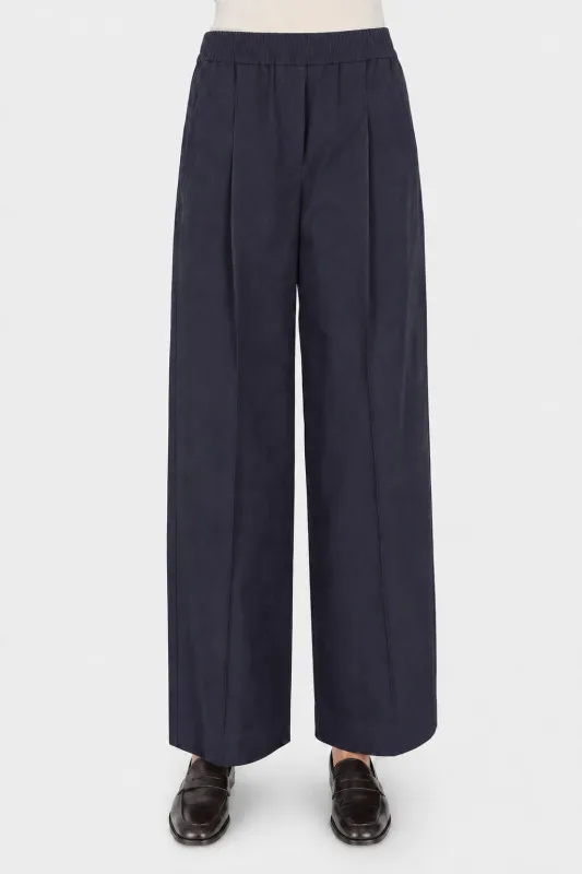 BRUNELLO CUCINELLI WOMEN'S DARK BLUE COTTON TROUSERS made by Brunello Cucinelli