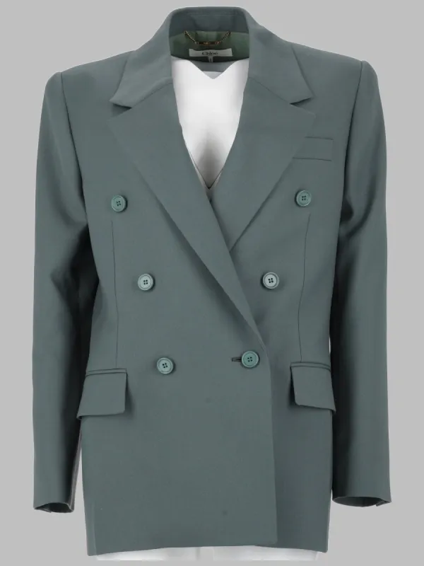 GIACCA SARTORIALE DOPPIOPETTO IN GABARDINE made by Chloe