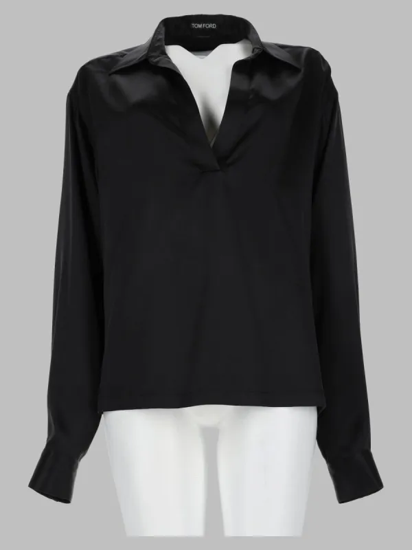 polo in raso di seta stretch con logo made by Tom Ford