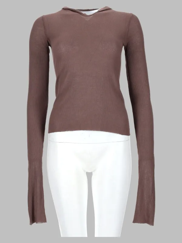 T-SHIRT "CROPPED HOODED RIB LS T" made by Rick Owens