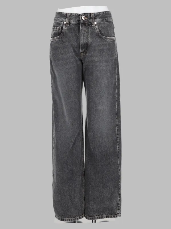 Pantalone "Contemporary Loose" In Denim Authentic Con Monile made by Brunello Cucinelli