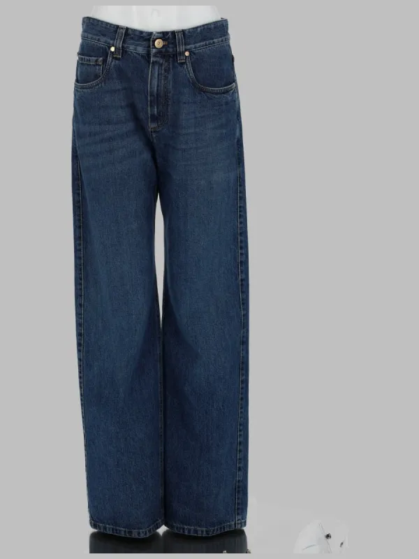 PANTALONE "CONTEMPORARY LOOSE" IN DENIM AUTHENTIC CON MONILE made by Brunello Cucinelli