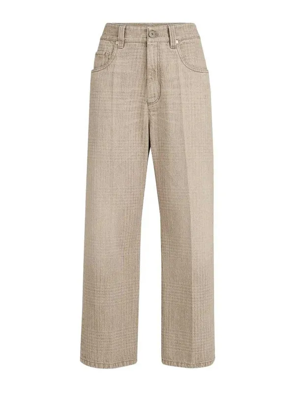 PRINCE OF WALES DENIM TROUSERS made by Brunello Cucinelli