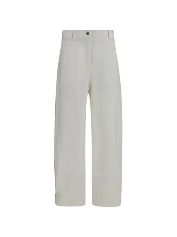 MAX MARA WHITE VIRGIN WOOL TROUSERS made by MaxMara