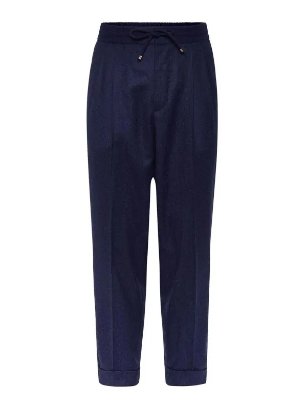 DARK BLUE WOOL VIRGIN WOOL PANTS made by Brunello Cucinelli
