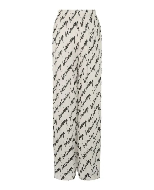 Scribble Silk Jacquard Pajama Pants made by Balenciaga