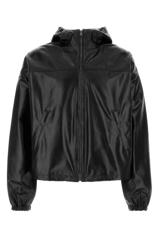 BLACK LEATHER JACKET made by Fendi