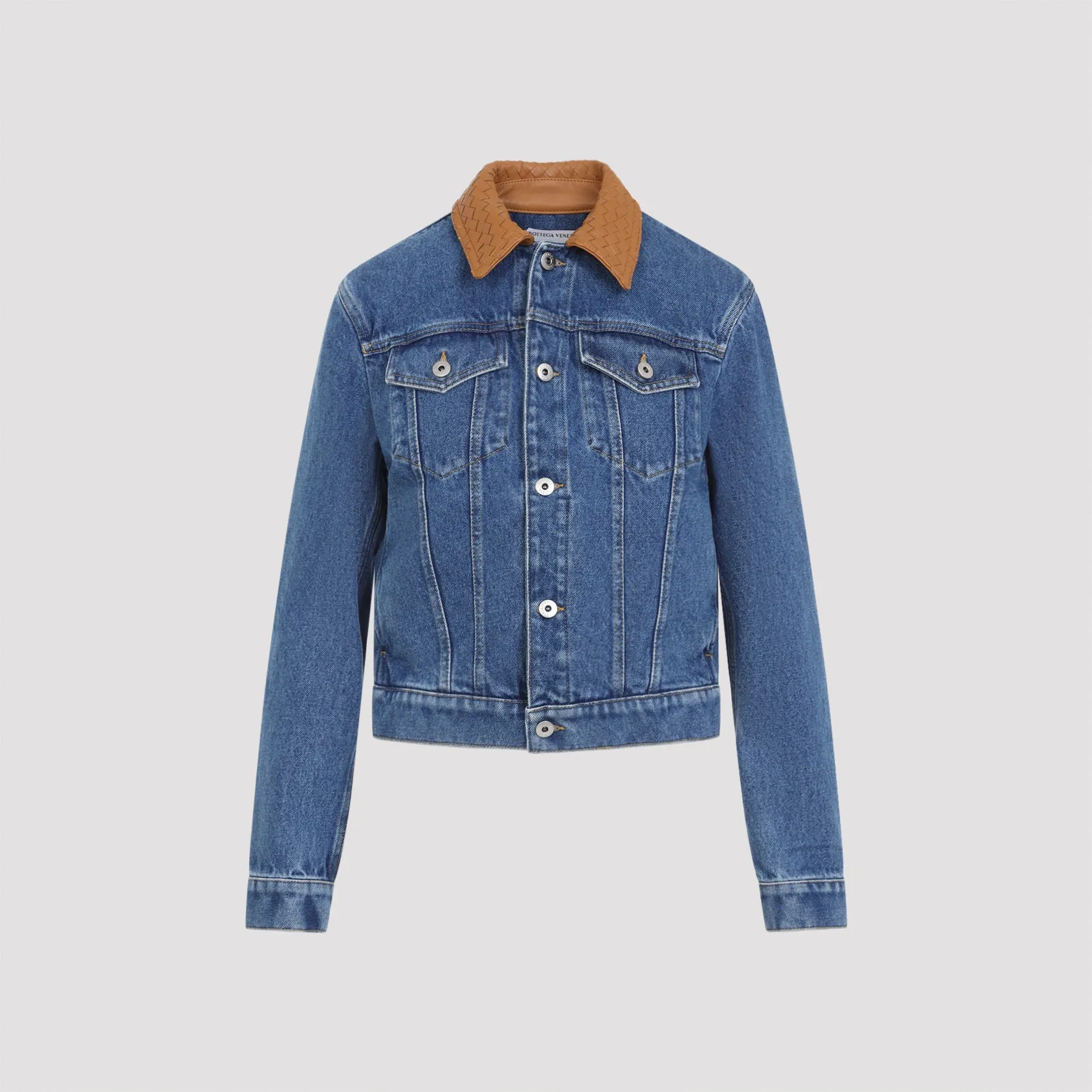 MID BLUE DENIM INTRECCIATO COLLAR JACKET sold by Lord & Taylor product image thumbnail 2