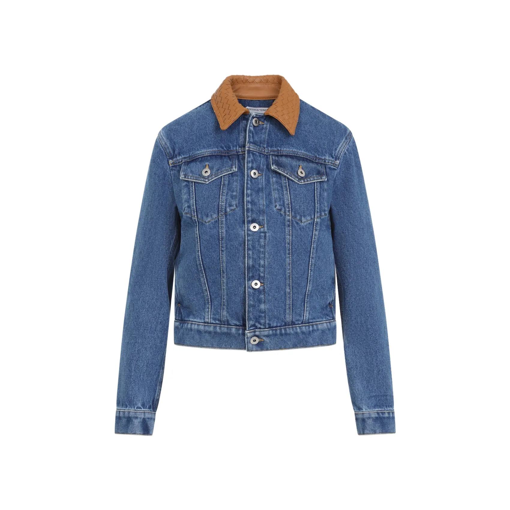 MID BLUE DENIM INTRECCIATO COLLAR JACKET sold by Lord & Taylor
