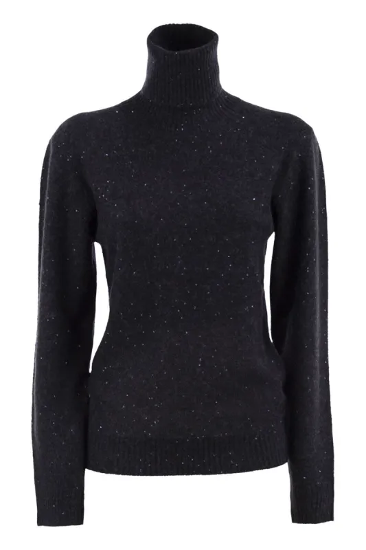 FINE KNIT TURTLENECK IN PRECIOUS YARNS WITH MICRO SEQUINS made by Fabiana Filippi
