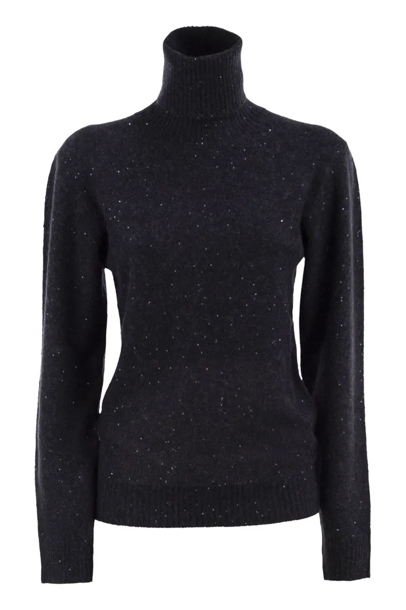 FINE KNIT TURTLENECK IN PRECIOUS YARNS WITH MICRO SEQUINS sold by Lord & Taylor