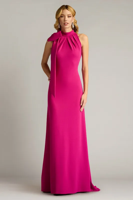 Sims Taffeta Shoulder Bow Halter Gown made by Tadashi Shoji