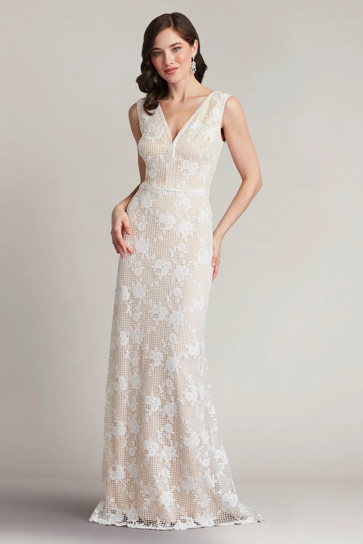Windsor Sleeveless V-Neck Lace Gown sold by Lord & Taylor