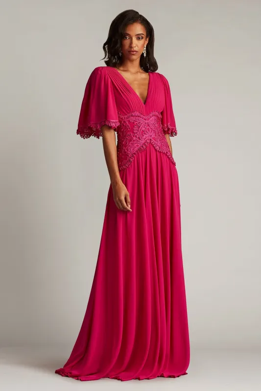 Indira Embroidered Chiffon Gown made by Tadashi Shoji