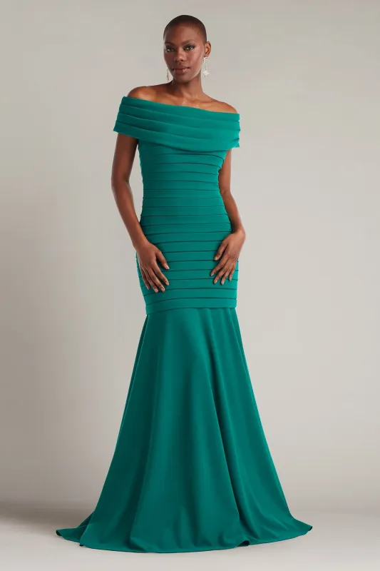 Elisea Shutter-Pleated Crepe Gown made by Tadashi Shoji
