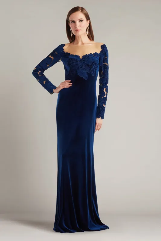 Rhyne Embroidered Velvet Gown made by Tadashi Shoji