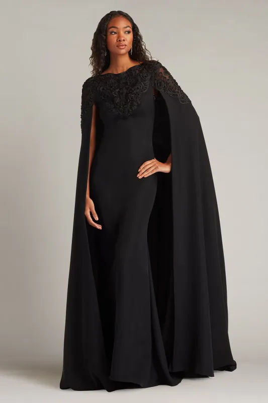 Massaro Embroidered Cape Gown made by Tadashi Shoji