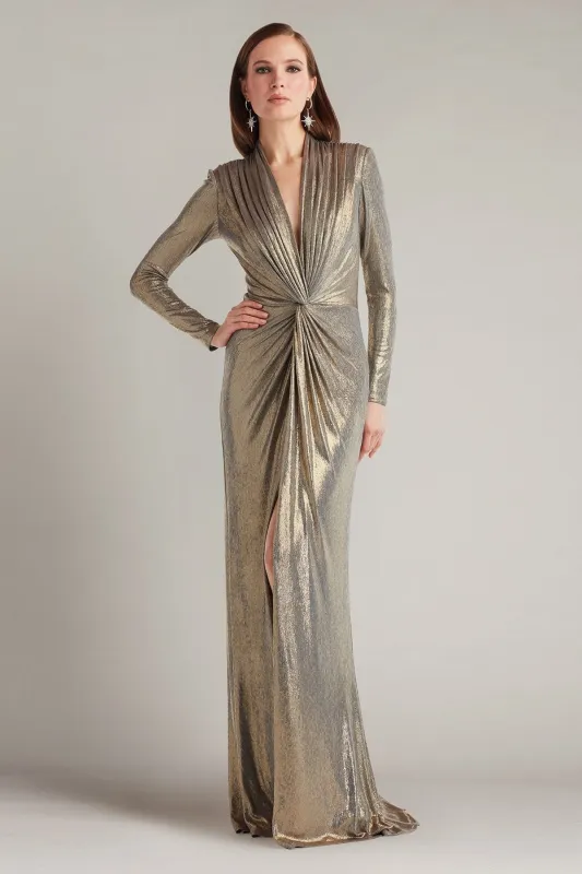 Ferrum Metallic Twist Drape Gown made by Tadashi Shoji