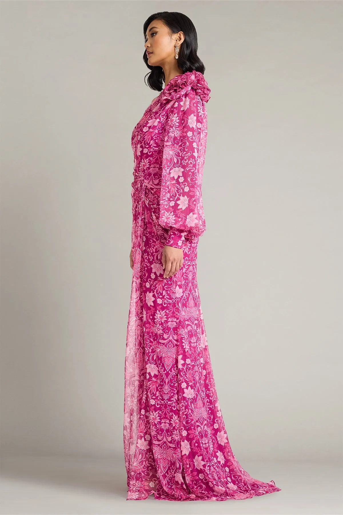 Bosson Floral Print One-Shoulder Gown sold by Lord & Taylor product image thumbnail 4