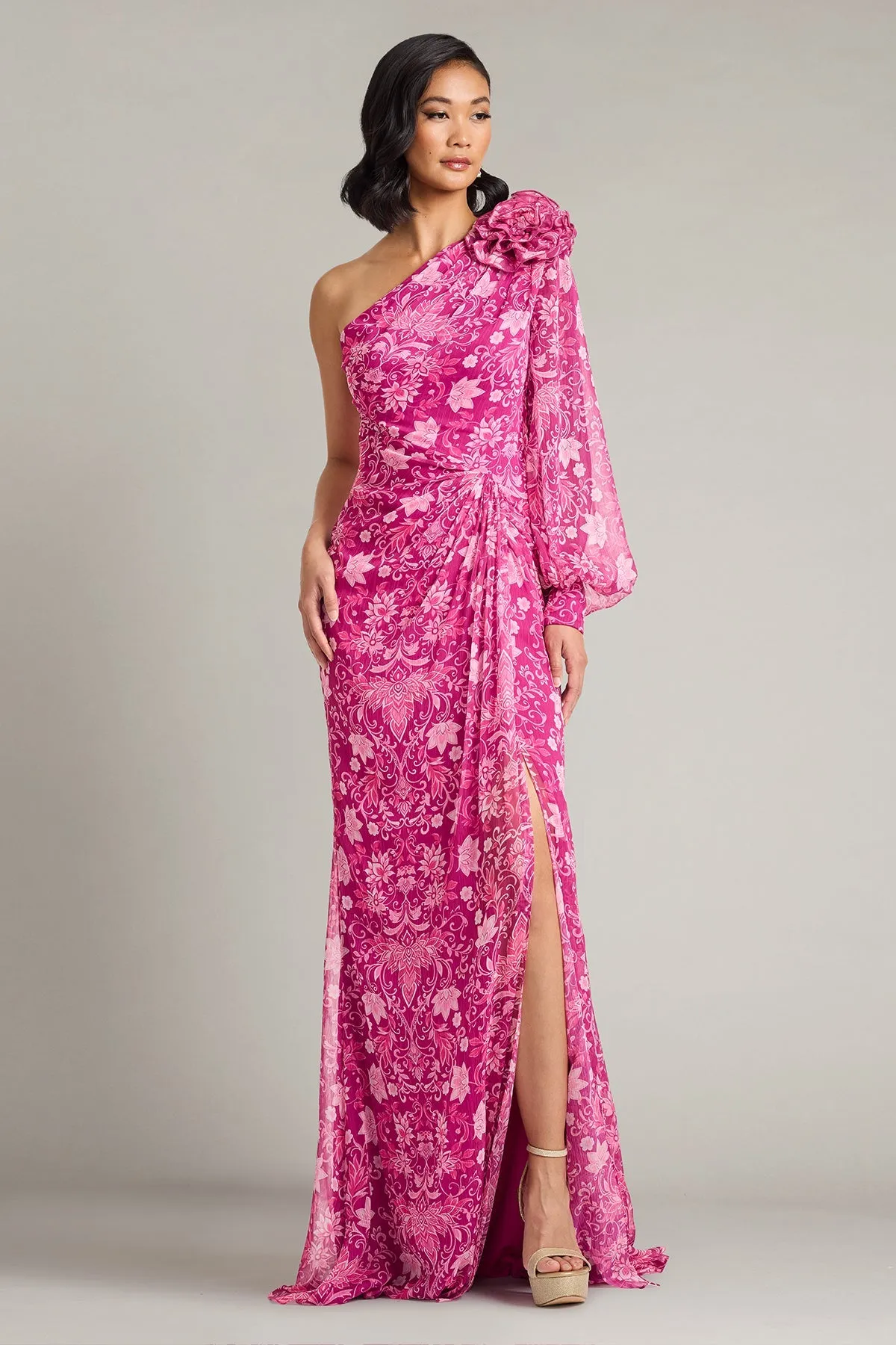 Bosson Floral Print One-Shoulder Gown sold by Lord & Taylor