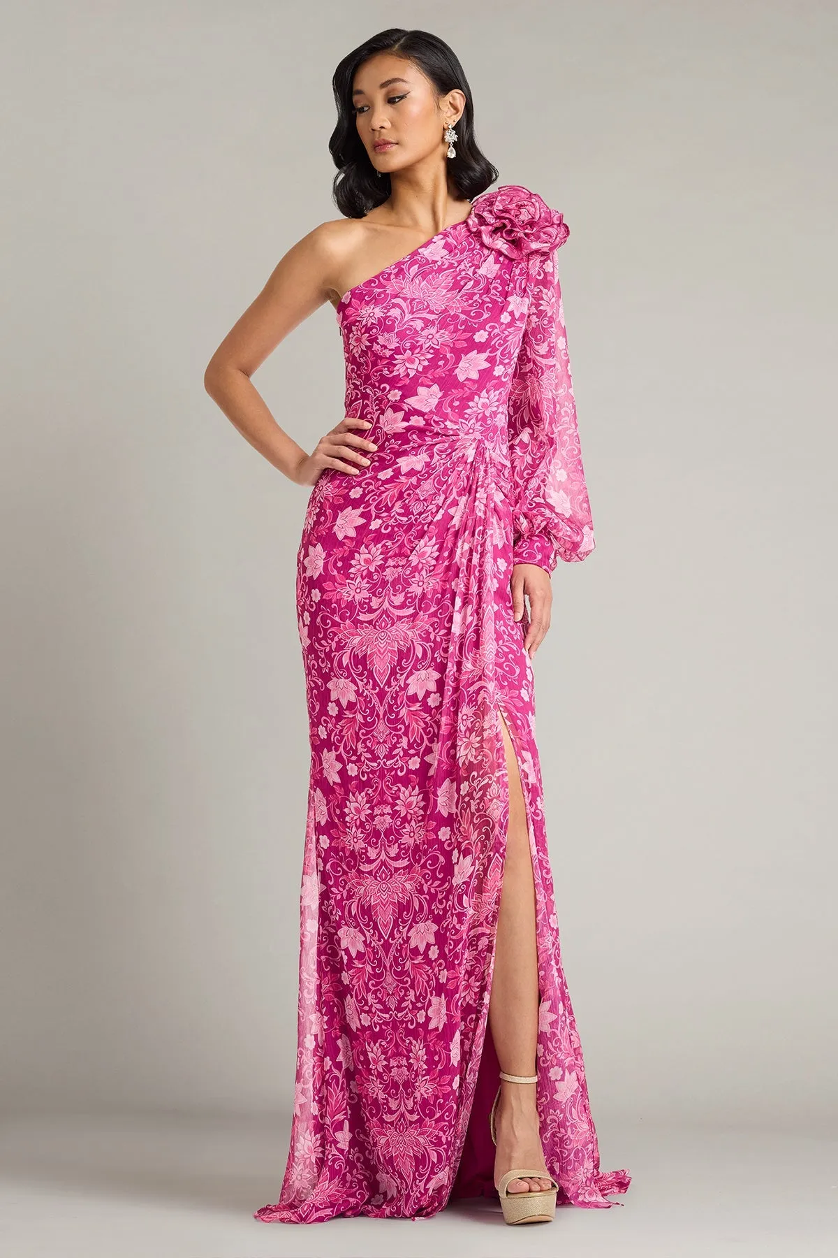 Bosson Floral Print One-Shoulder Gown sold by Lord & Taylor product image thumbnail 2