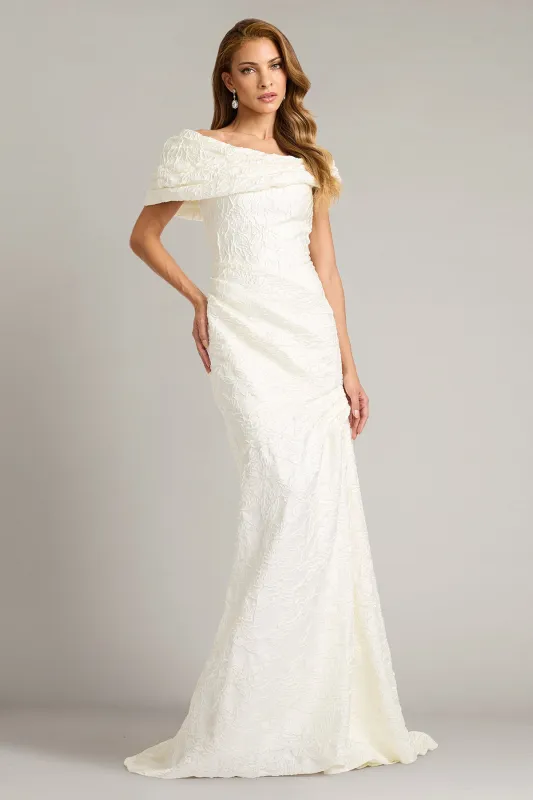Mita Draped Floral Jacquard Gown made by Tadashi Shoji