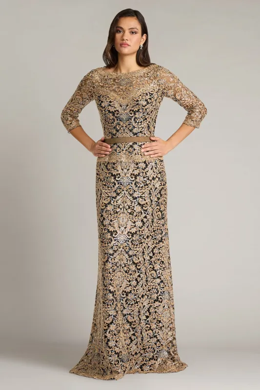 Aziza Sequin Embroidered Tulle Gown made by Tadashi Shoji