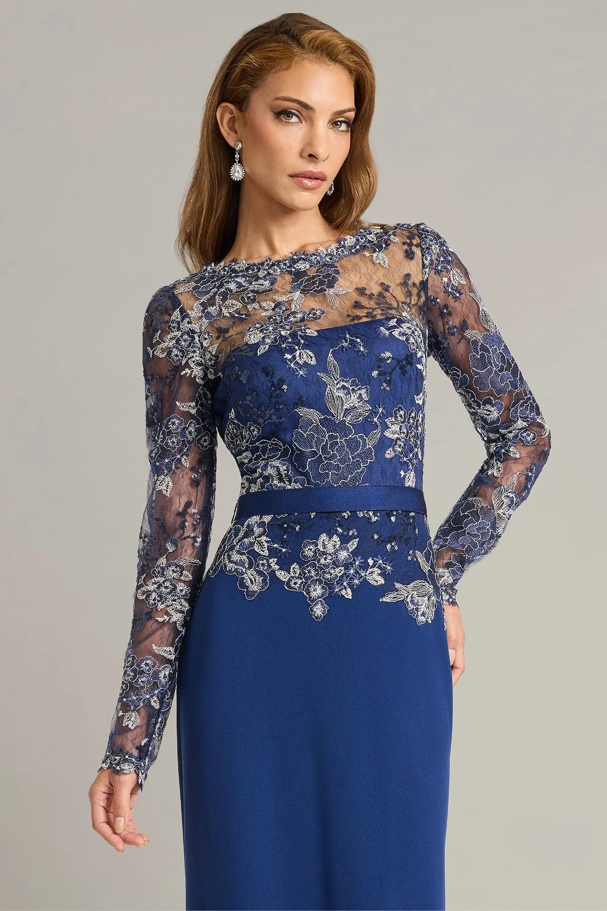 Beacon Belted Embroidered Illusion Gown sold by Lord & Taylor product image thumbnail 4