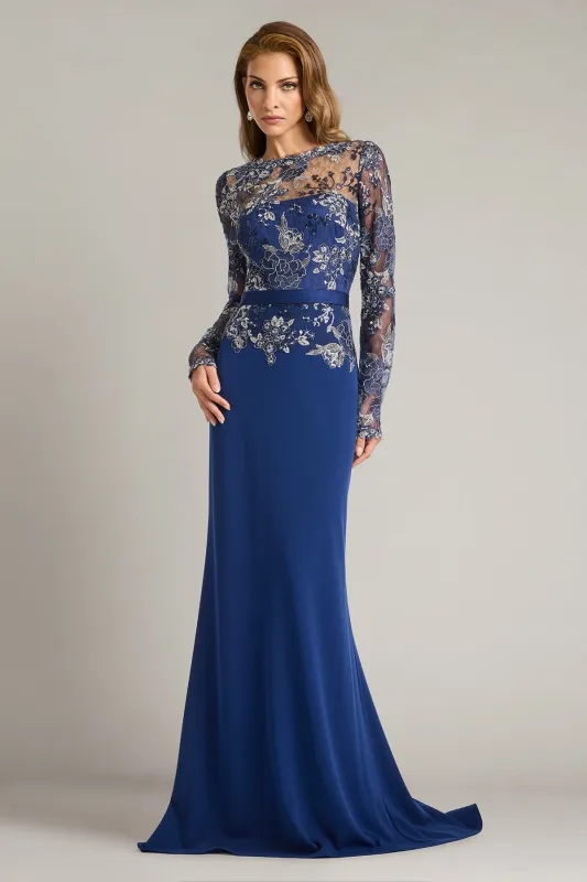 Beacon Belted Embroidered Illusion Gown made by Lord & Taylor